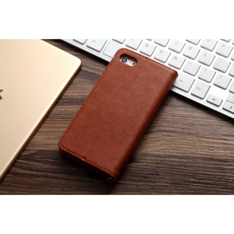 CMAI2 Litchi plånbokscase for iPhone 7 / 8 / SE (2020) - Brown