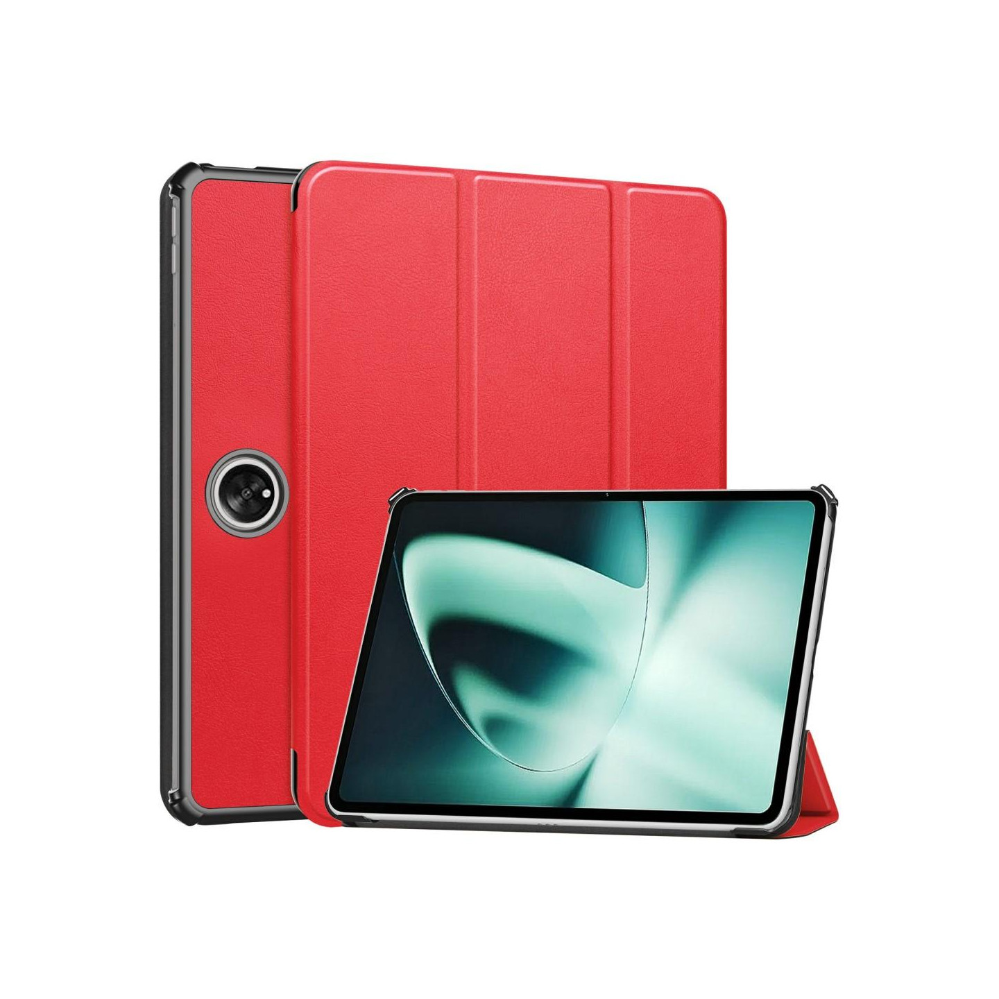 Til OnePlus Pad Tri - fold Stand Wake/Sleep Cover Tabletetui - Rød
