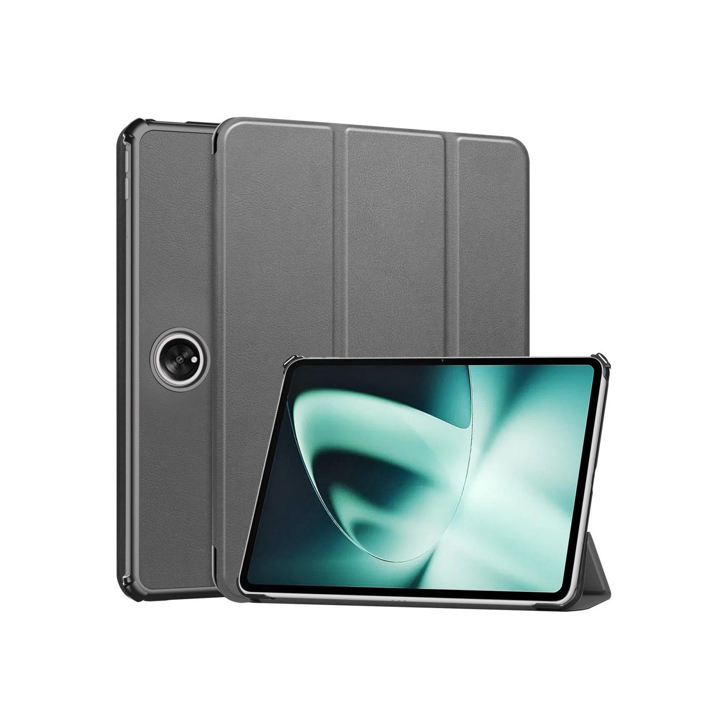 For OnePlus Pad Tri - fold Stand Wake / Sleep Cover Tablet Case - Grey