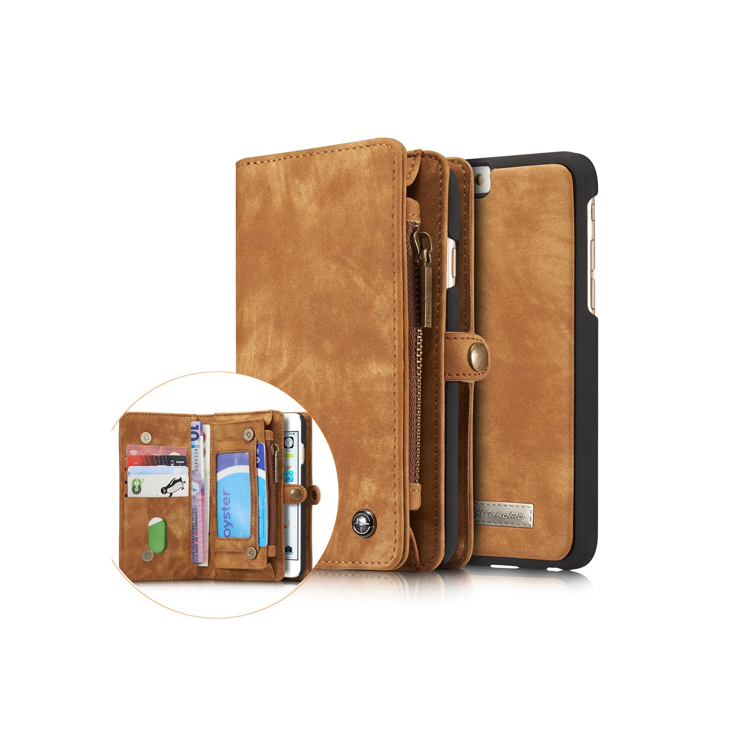 CASEME iPhone 6s 6 Retro Split Lommebok - deksel I Lær - Brun