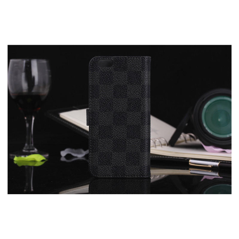 Iphone 8 / 7 Plus Lompakkokotelo Rutigt Harmaa / Musta