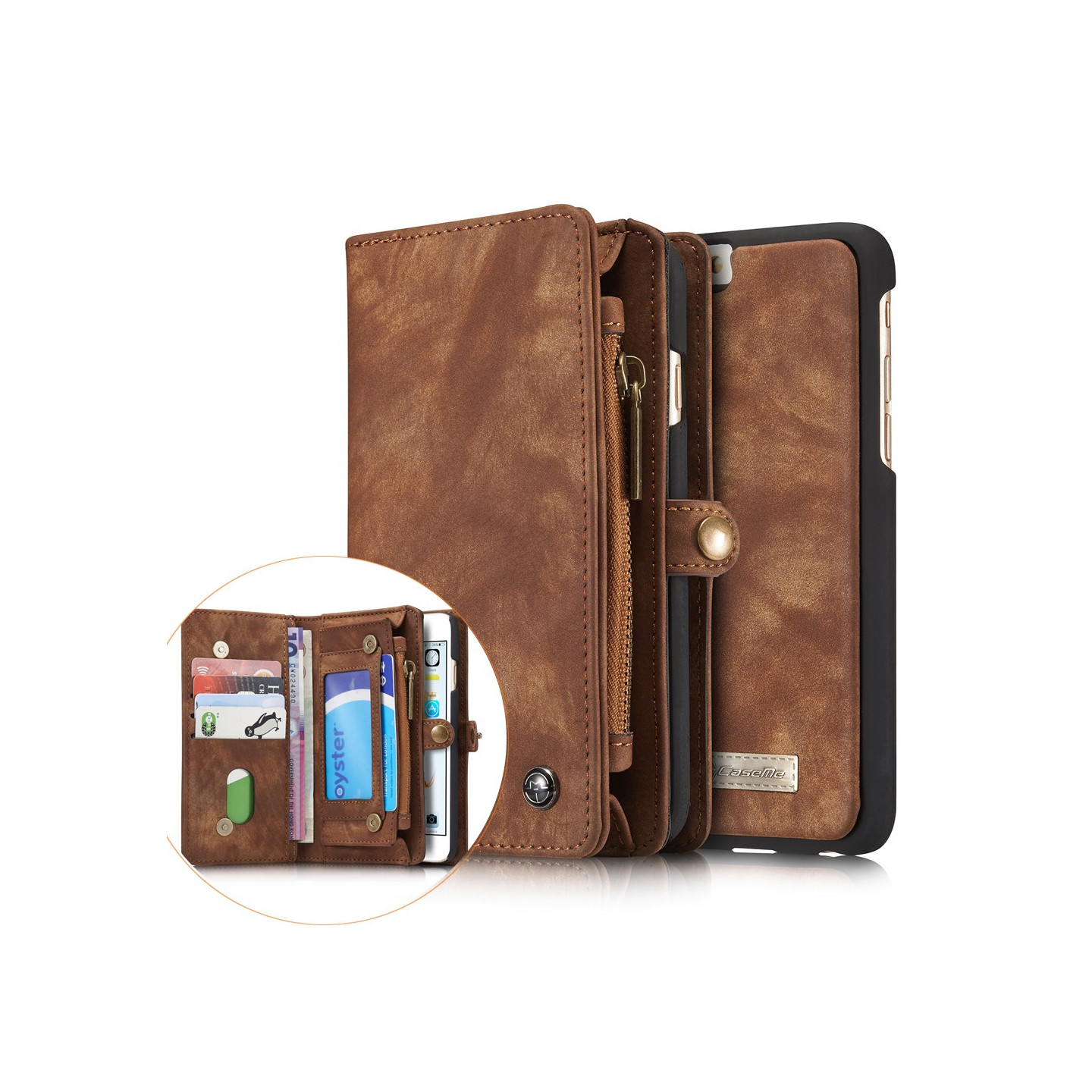 CASEME iPhone 6s 6 Retro Split Lommebok - cover i Lær - Kaffe