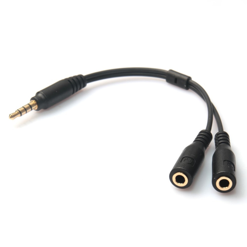3.5mm Stereo Audio Male to 2 Female Headphone / Mic Splitter Cable Adapter
