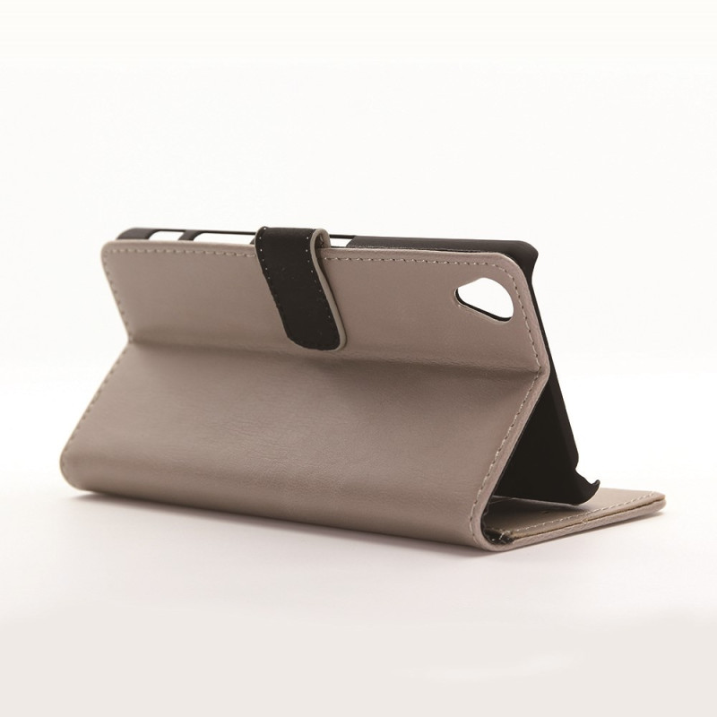 Sony Xperia X Crazy Horse Texture Wallet Leather Cover Beige