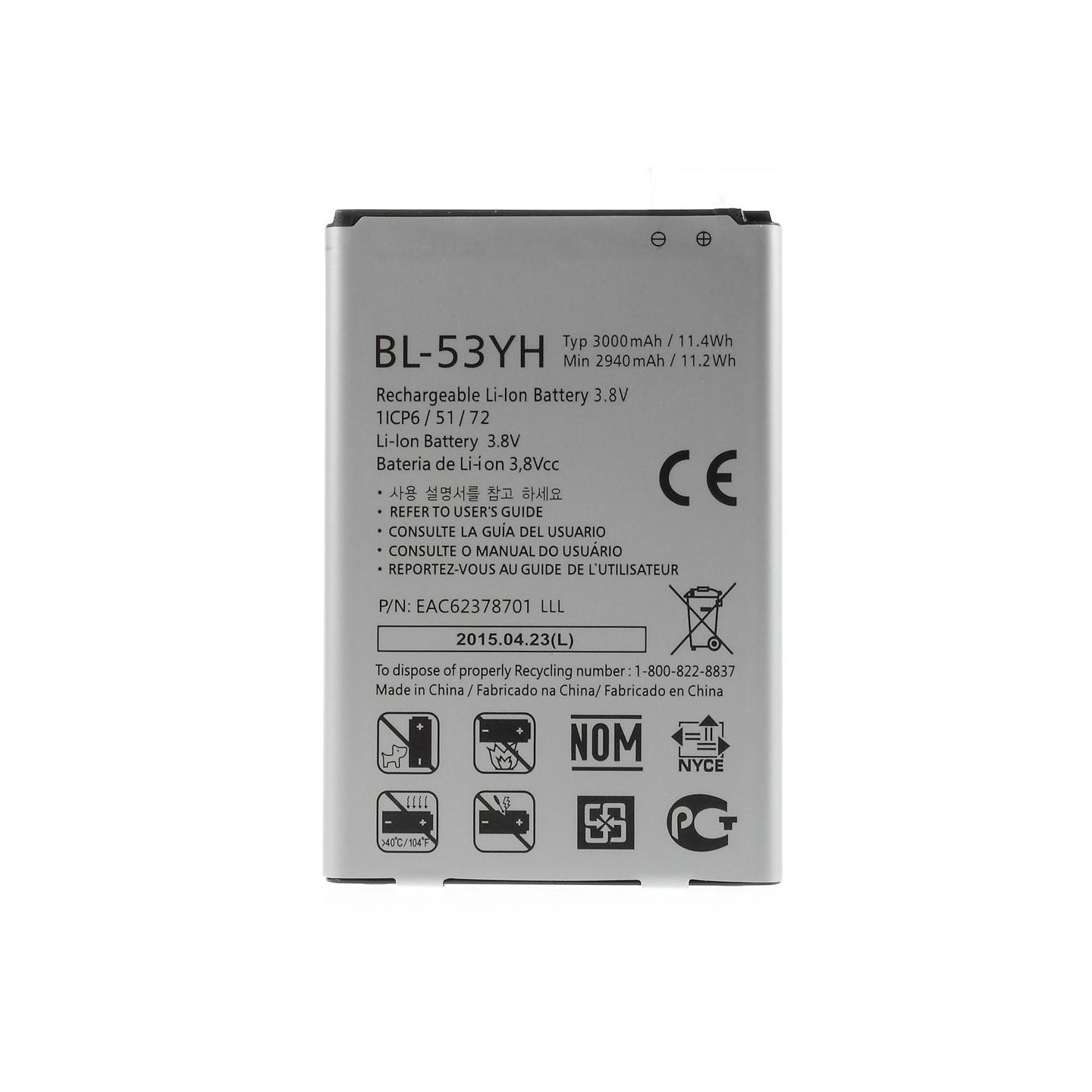 BL - 53YH 2940mAh Li - ion batteri til LG G3 D855