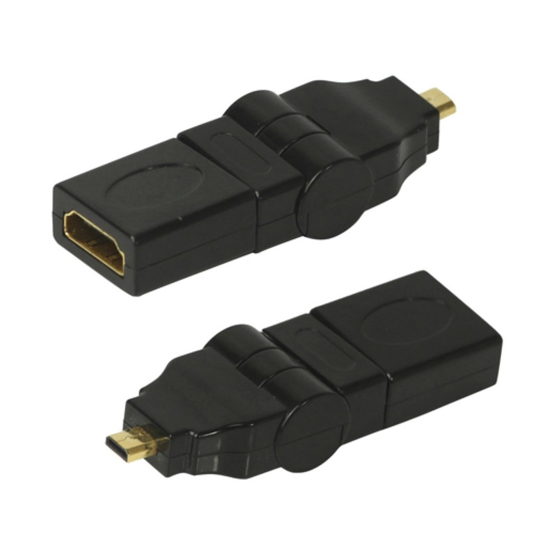Micro HDMI til HDMI - adapter 180+90 graders vri
