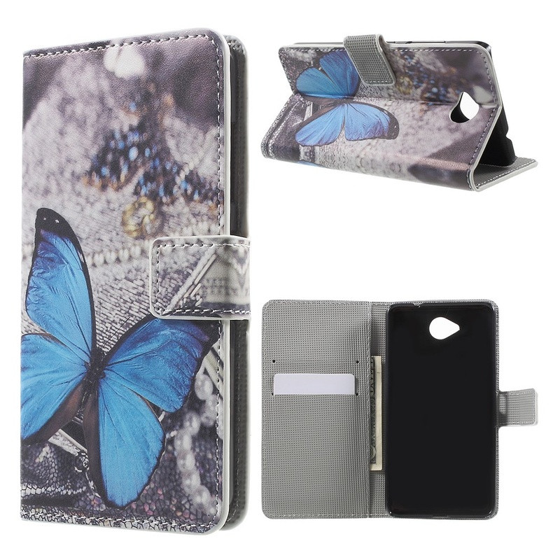 Microsoft Lumia 650 Lommebok - cover - Blå Sommerfugl