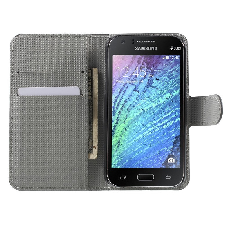 Samsung Galaxy J1 Wallet Case Sleeping Owl