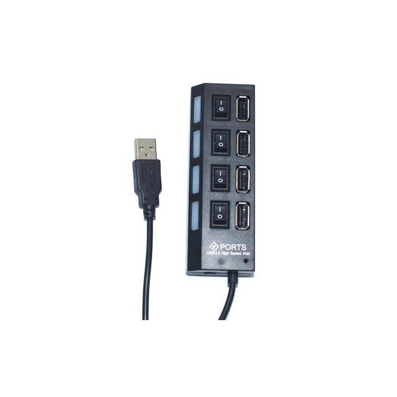 4 Ports USB Hubb 2.0 High Speed Hub On/Off Switch with LED Lampa