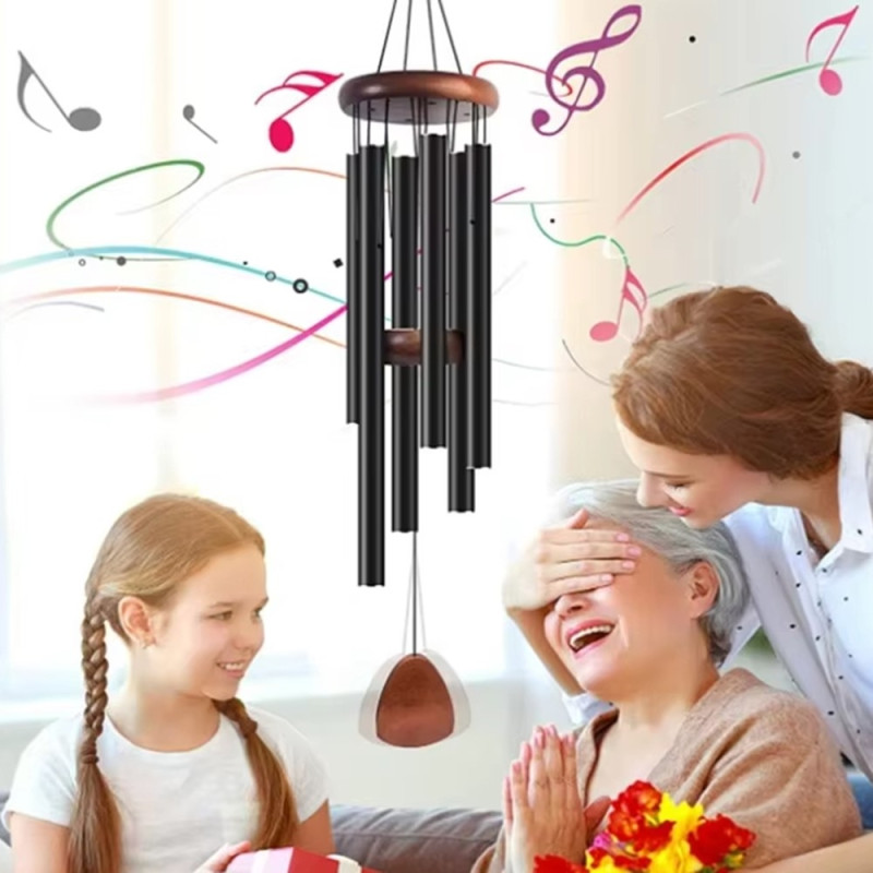 37 tommer 6 rørs vindklokke metal hængende ornamenter til haveindretning