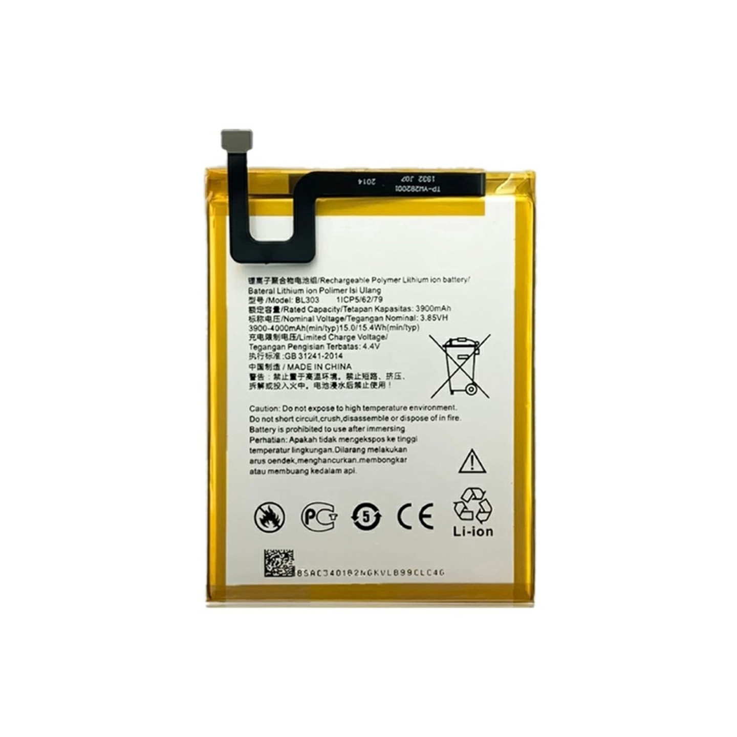 Batteri for Lenovo Tab M8 (HD) 4.40V 3900mAh L19D1P31