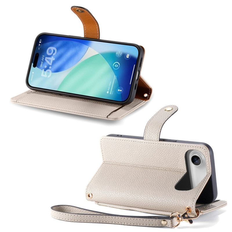 For iPhone Air Case RFID Blocking Zipper Pocket Wallet Phone Cover with Strap
