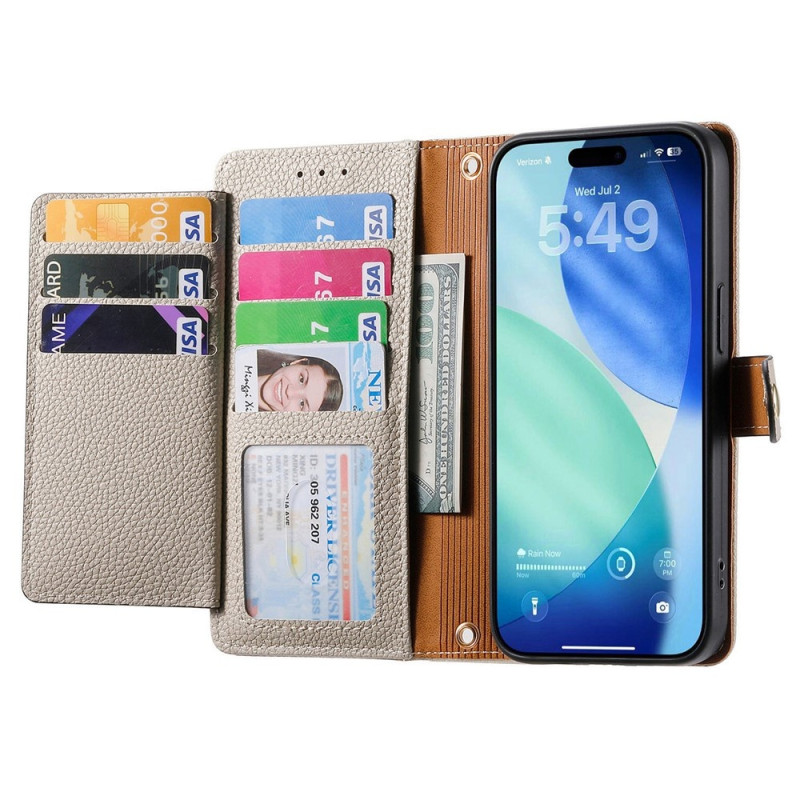 For iPhone 17 Pro Max Deksel RFID-blokkering Glidelåslomme Lommebokdeksel med Stropp