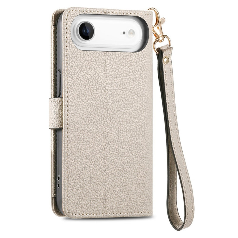 For iPhone Air Case RFID Blocking Zipper Pocket Wallet Phone Cover with Strap