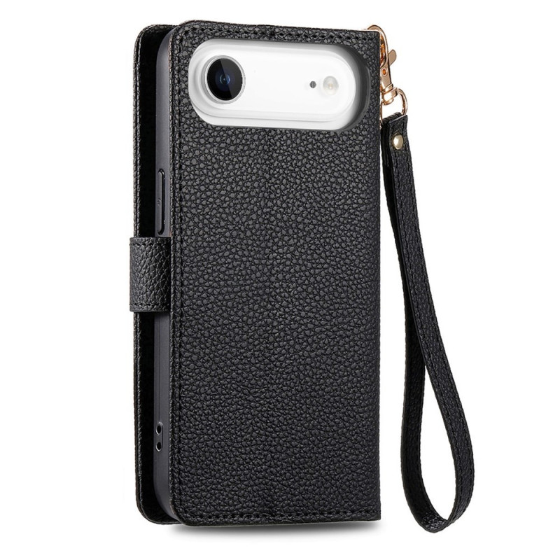 For iPhone Air Case RFID Blocking Zipper Pocket Wallet Phone Cover with Strap