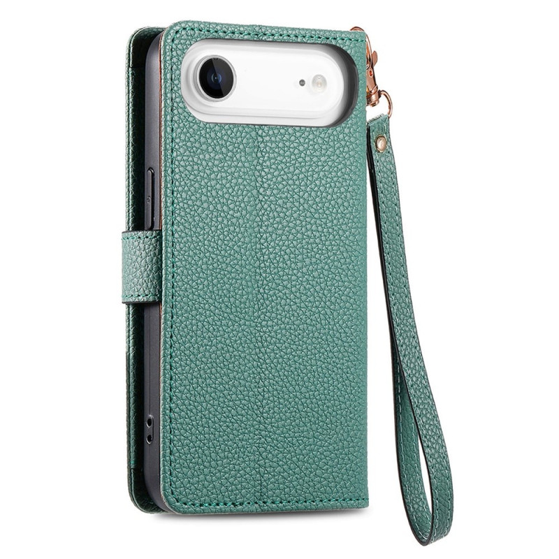 For iPhone Air Case RFID Blocking Zipper Pocket Wallet Phone Cover with Strap