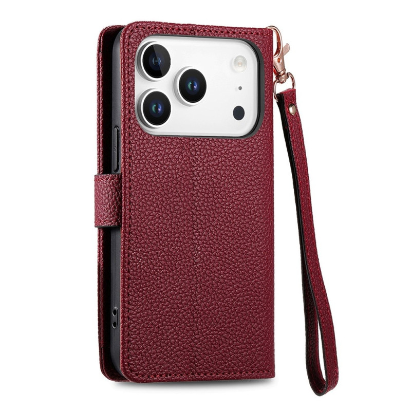 For iPhone 17 Pro Cover RFID-blokering Lynlåslomme Tegnebogsetui med Rem