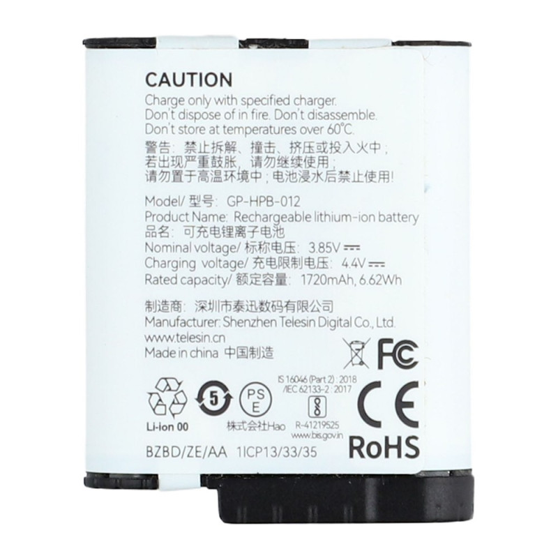 Battery For GoPro Hero 12 3.85V 1720mAh GP-HPB-012