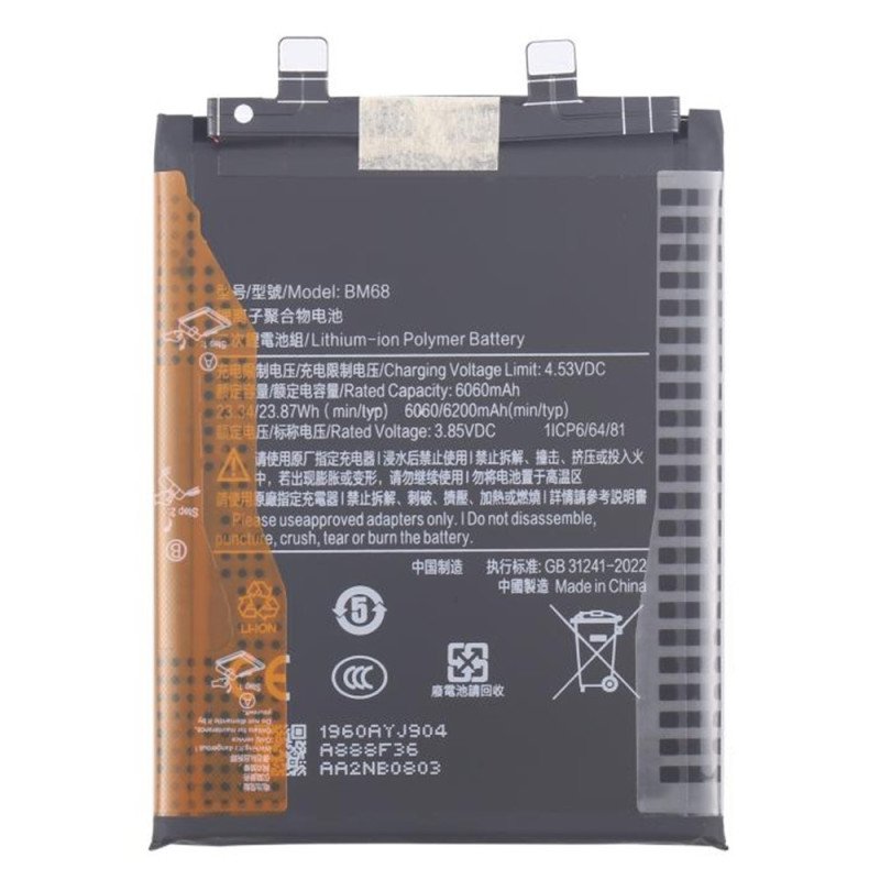 Battery For Xiaomi Redmi Note 14 Pro+ 5G 3.85V 6060mAh BM68