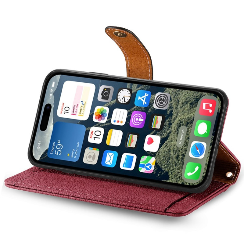 For iPhone 17 Case RFID Blocking Zipper Pocket Wallet Phone Cover with Strap