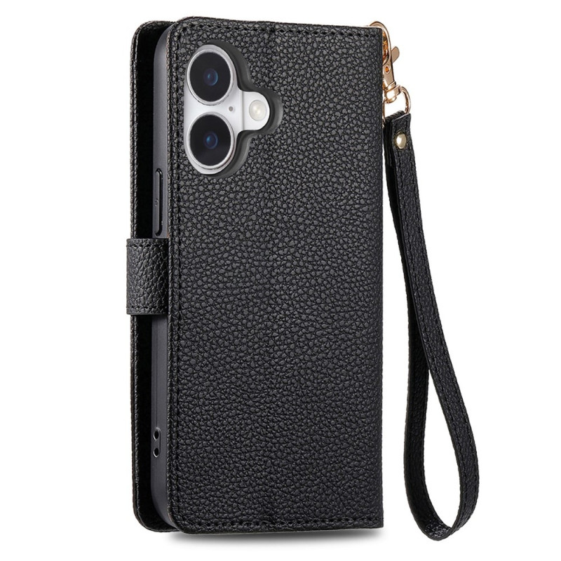 For iPhone 17 Cover RFID-blokering Lynlåslomme Tegnebogsetui med Rem - Sort