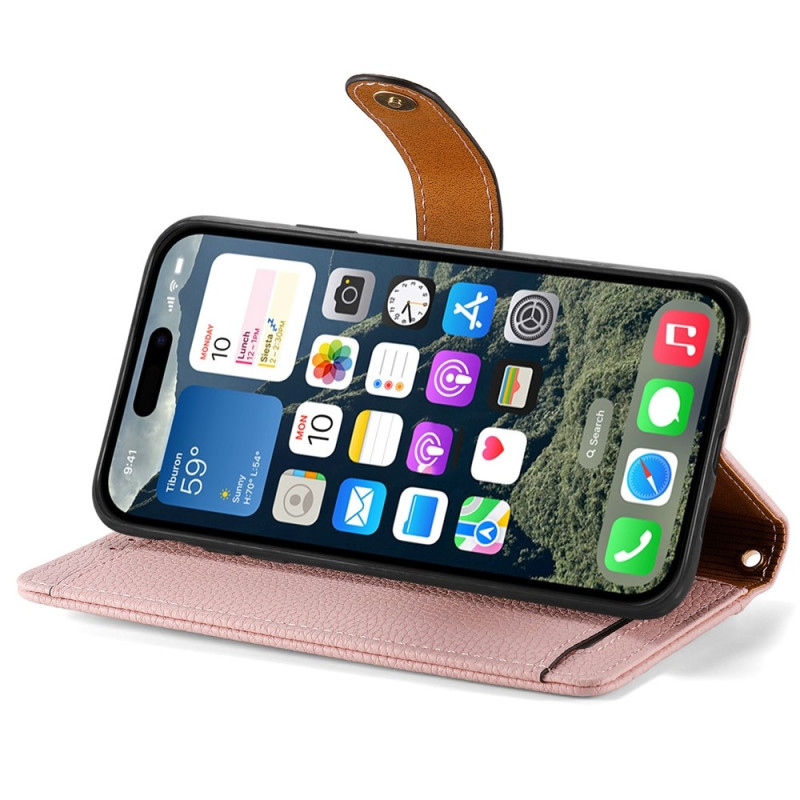 For iPhone 17 Case RFID Blocking Zipper Pocket Wallet Phone Cover with Strap