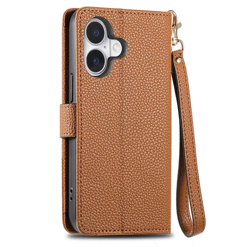 For iPhone 17 Case RFID Blocking Zipper Pocket Wallet Phone Cover with Strap