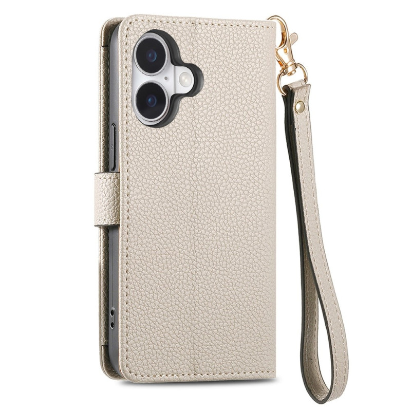 For iPhone 17 Case RFID Blocking Zipper Pocket Wallet Phone Cover with Strap