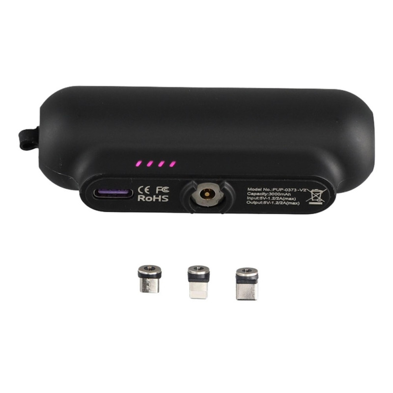 Kannettava varavirtalähde, jossa on iP + Micro + USB-C -magneettiset koskettimet