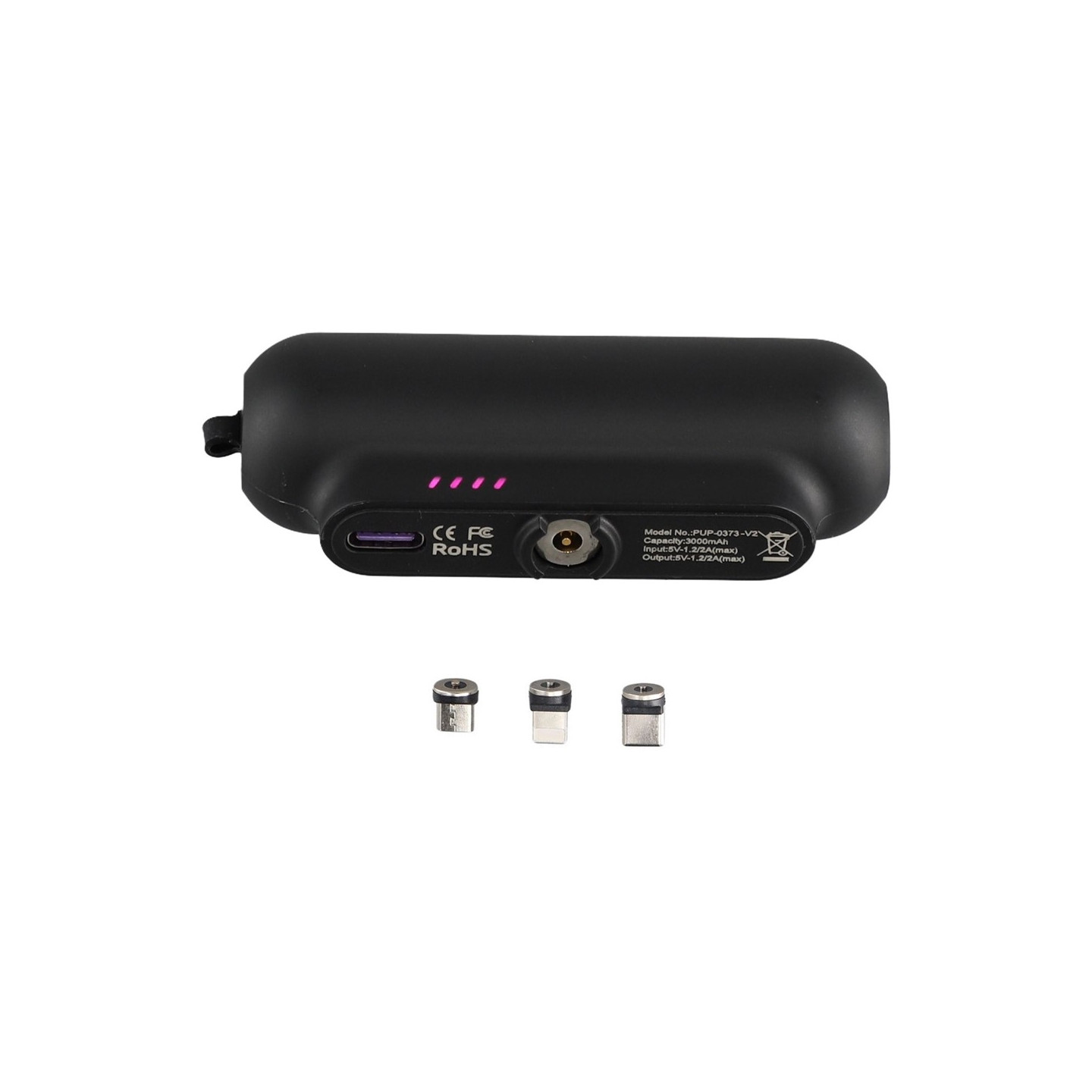 Bærbar Powerbank-oplader med iPad + Micro + USB-C magnetiske kontakter