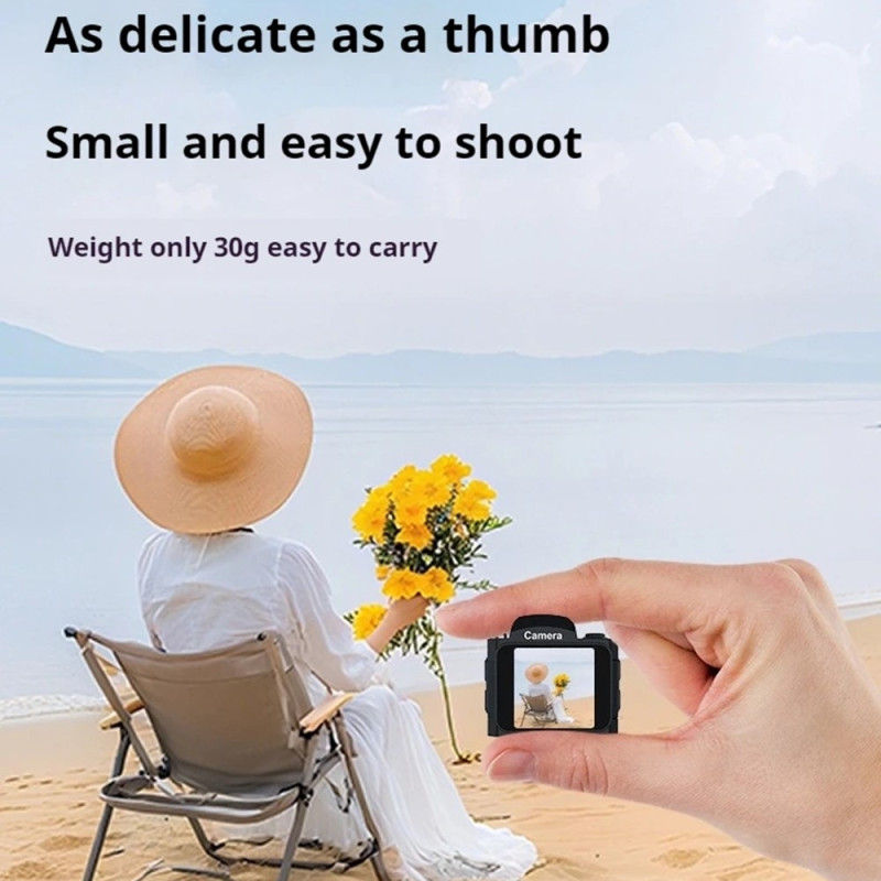 Mini digitalkamera reisekamera 4K 64MP lommevideokamera + 32GB kort + kortleser