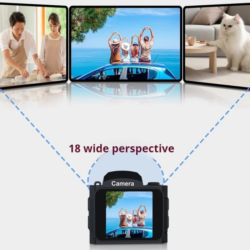 Mini digitalkamera reisekamera 4K 64MP lommevideokamera + 32GB kort + kortleser