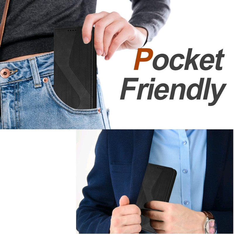 Wallet case for Samsung Galaxy S25 FE with stand skin-touch feel - Black