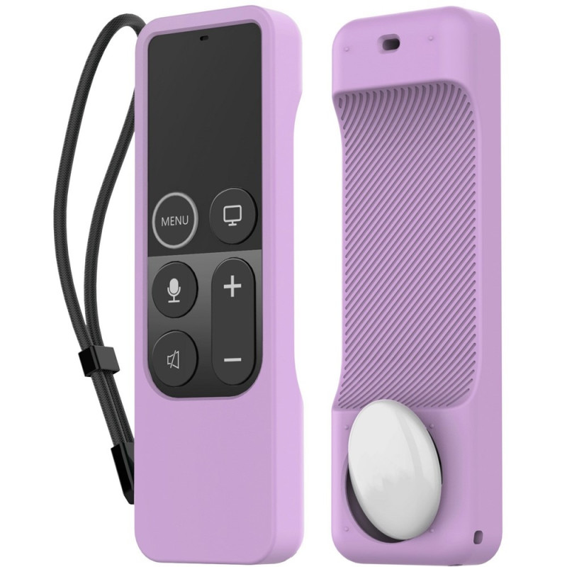 Deksel til Apple TV HD Remote (4. generasjon) AirTag, 2-i-1 beskyttelsesetui – Lilla