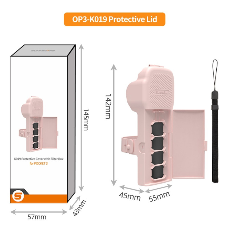 Case Cover DJI Osmo Pocket 3 Magnetic Closure Storage + Hand Strap - Gray