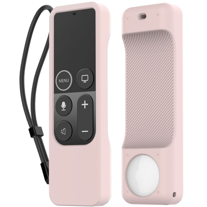 Etui til Apple TV HD Remote (4. generation) AirTag, 2-i-1 beskyttelsesetui - Lyserød