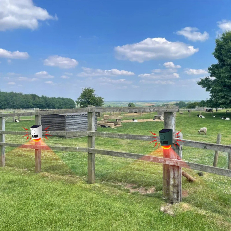 13 Sound Motion Sensor Alarm Solar Powered Animal Repellent with LED Flashing Light