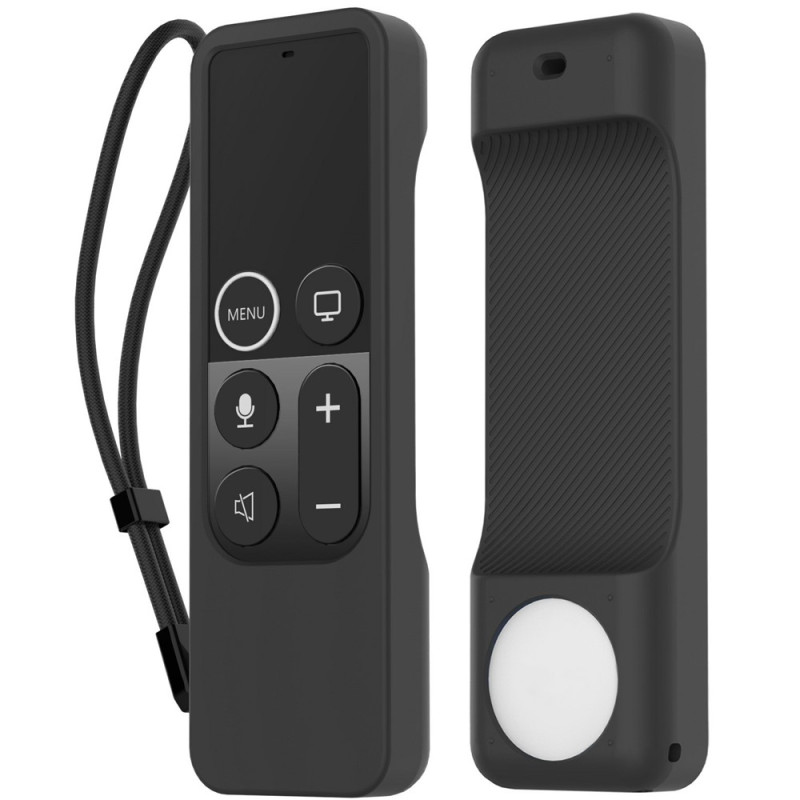 Case Cover for Apple TV HD Remote (4th Gen) AirTag, 2-in-1 Protective Case - Black