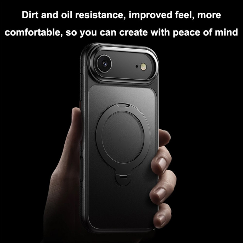 Cover til iPhone Air kompatibelt med MagSafe stødsikkert TPU PC cover med stand - Sort