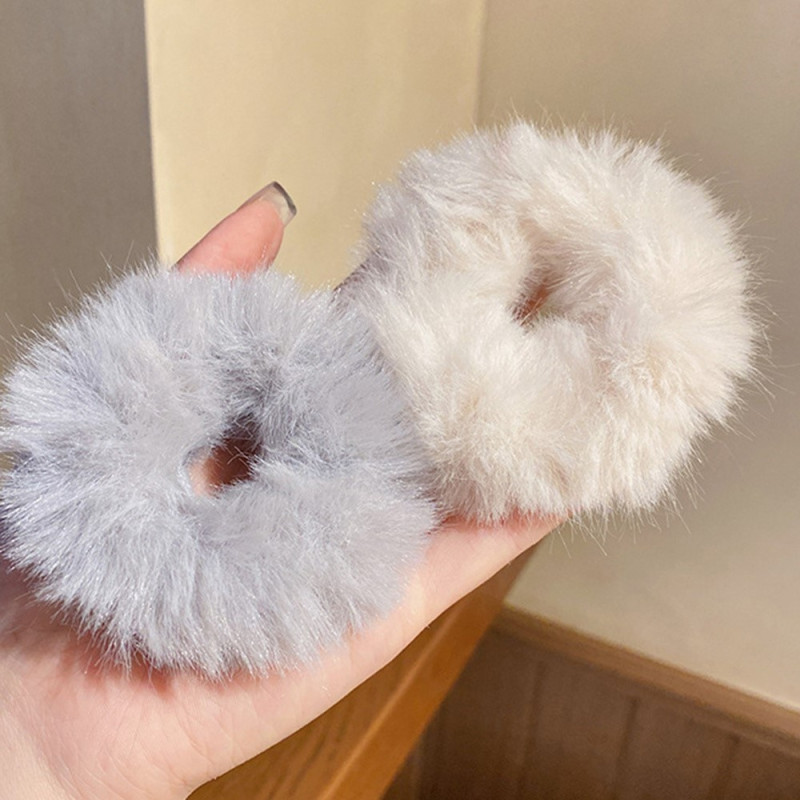 7pcs Plush Hair Ties Hair Bands Fabric Elastic Hair Bands Hair Accessory - Coffee