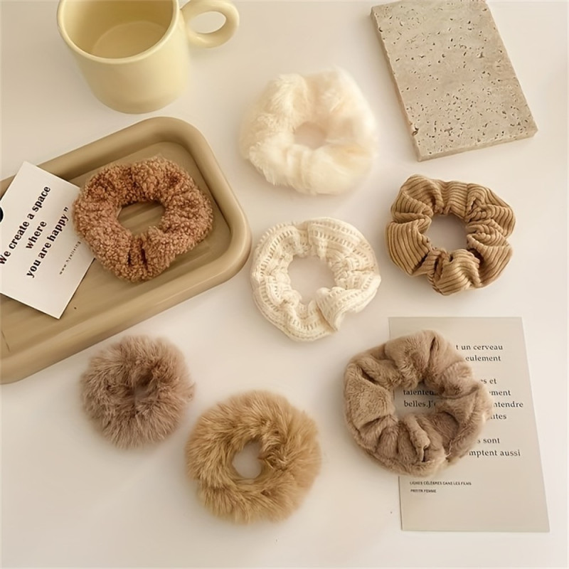 7 stk. plys hårbånd hårbånd stof elastiske hårbånd hårtilbehør - Beige