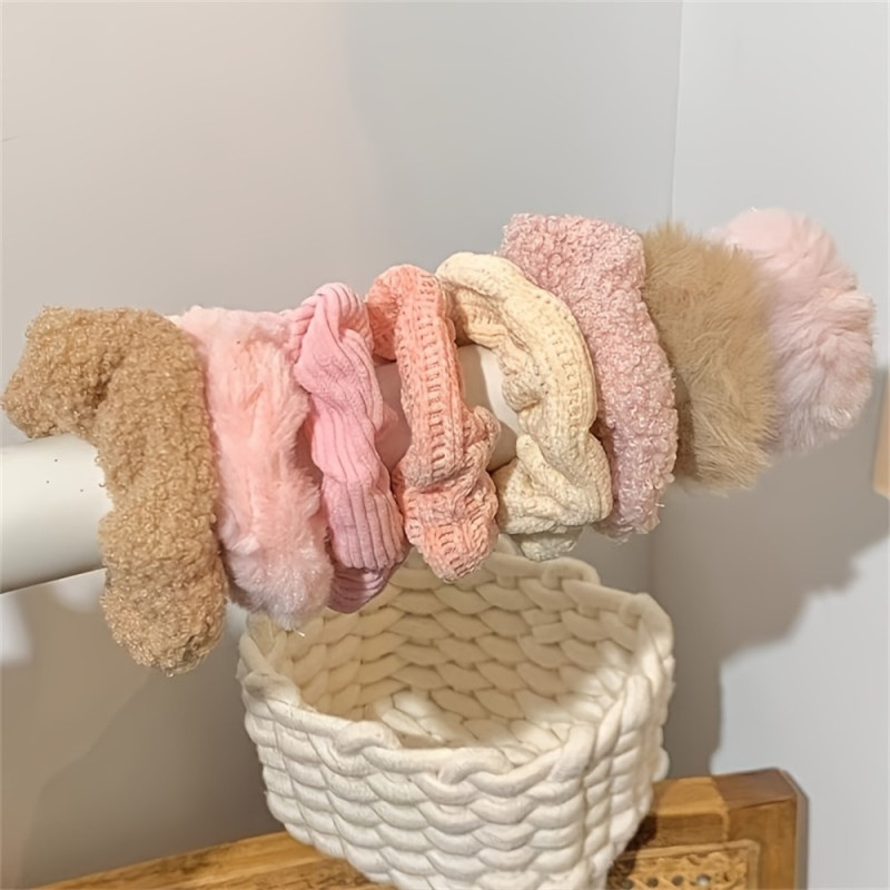 7pcs Plush Hair Ties Hair Bands Fabric Elastic Hair Bands Hair Accessory