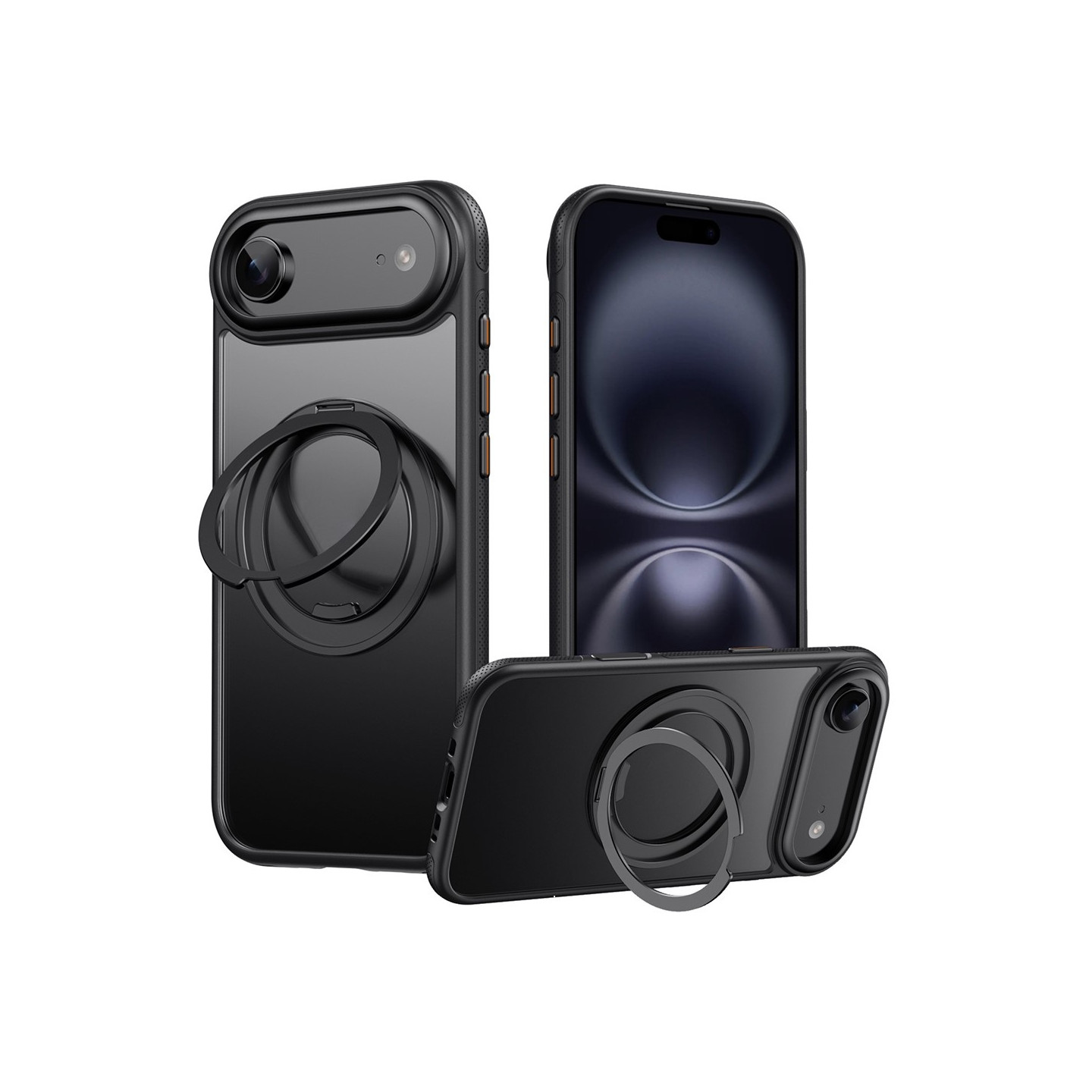 For iPhone Air case compatible with MagSafe with kickstand TPU PC back cover - Black