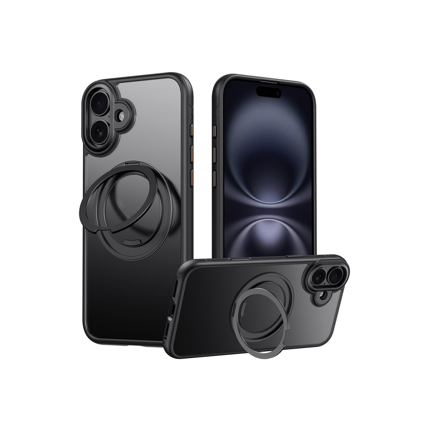 Mobildeksel til iPhone 17 kompatibelt med MagSafe med støtte TPU PC bakdeksel - Svart