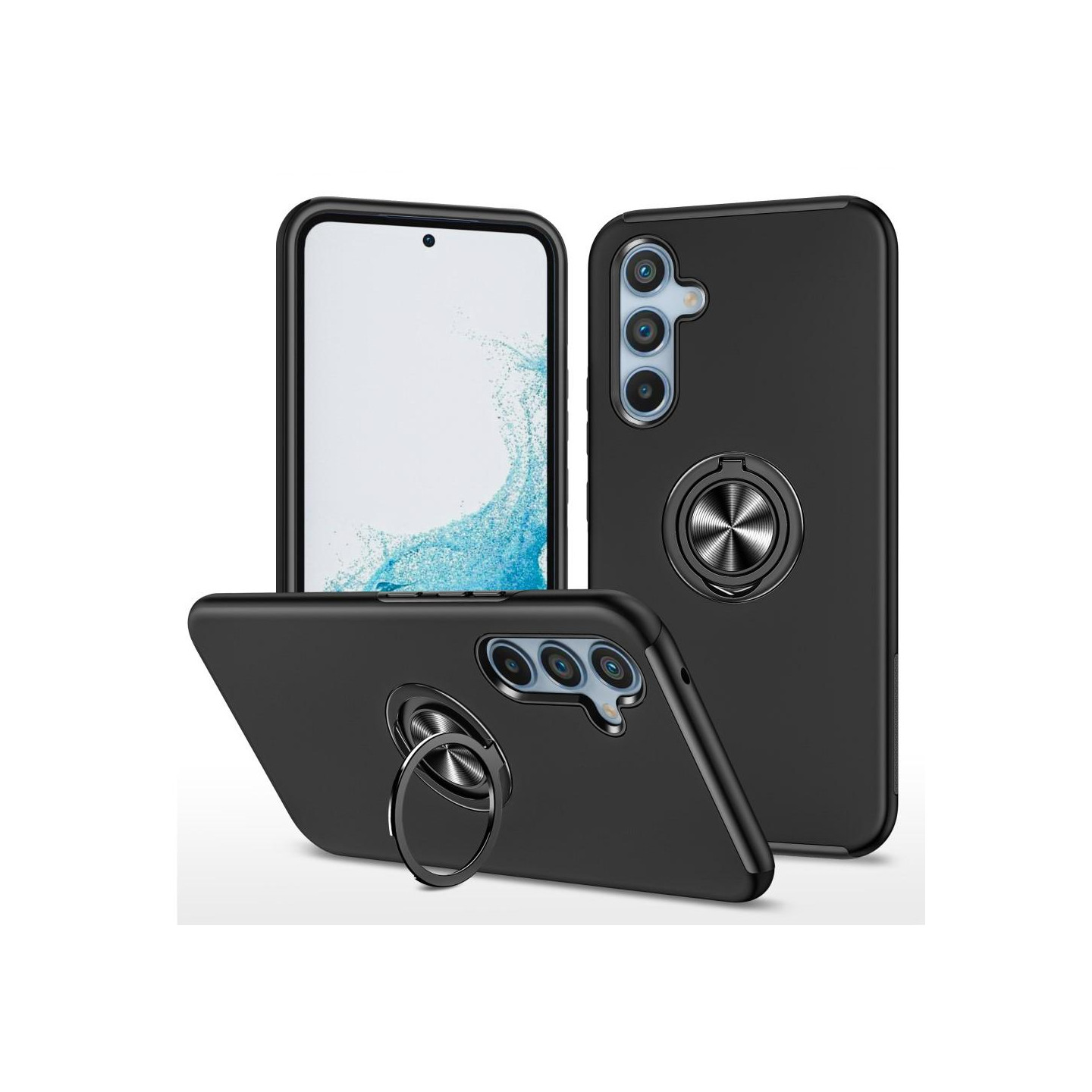 Til Samsung Galaxy A54 5G Fingerring Kickstand Hybrid Taske - Sort