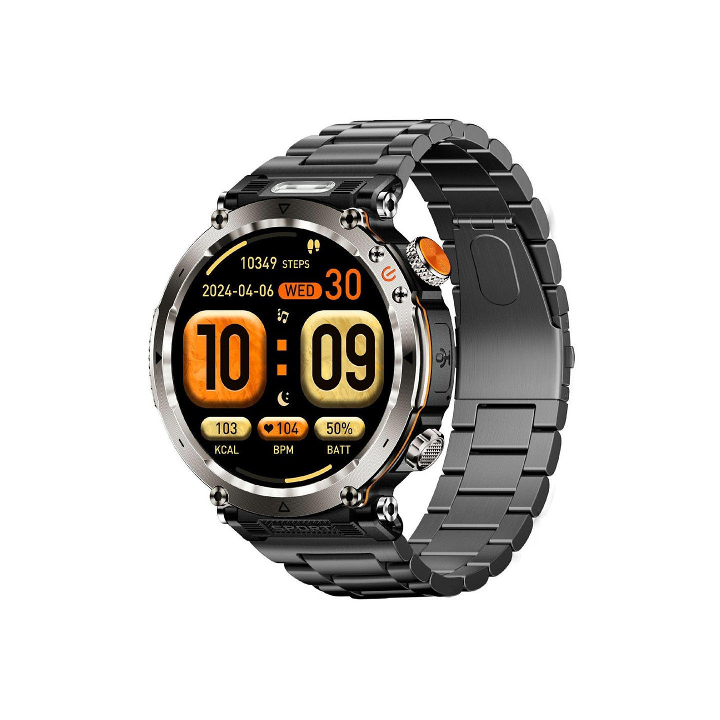 Steel Bracelet 1.7" Smartwatch Health Monitoring SmartWatch Compass Sports Watch