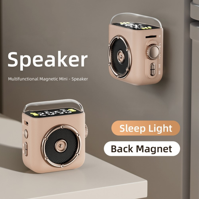 Magnetic Speaker Night Light Clock Bluetooth 5.3 Audio Device with Back Clip