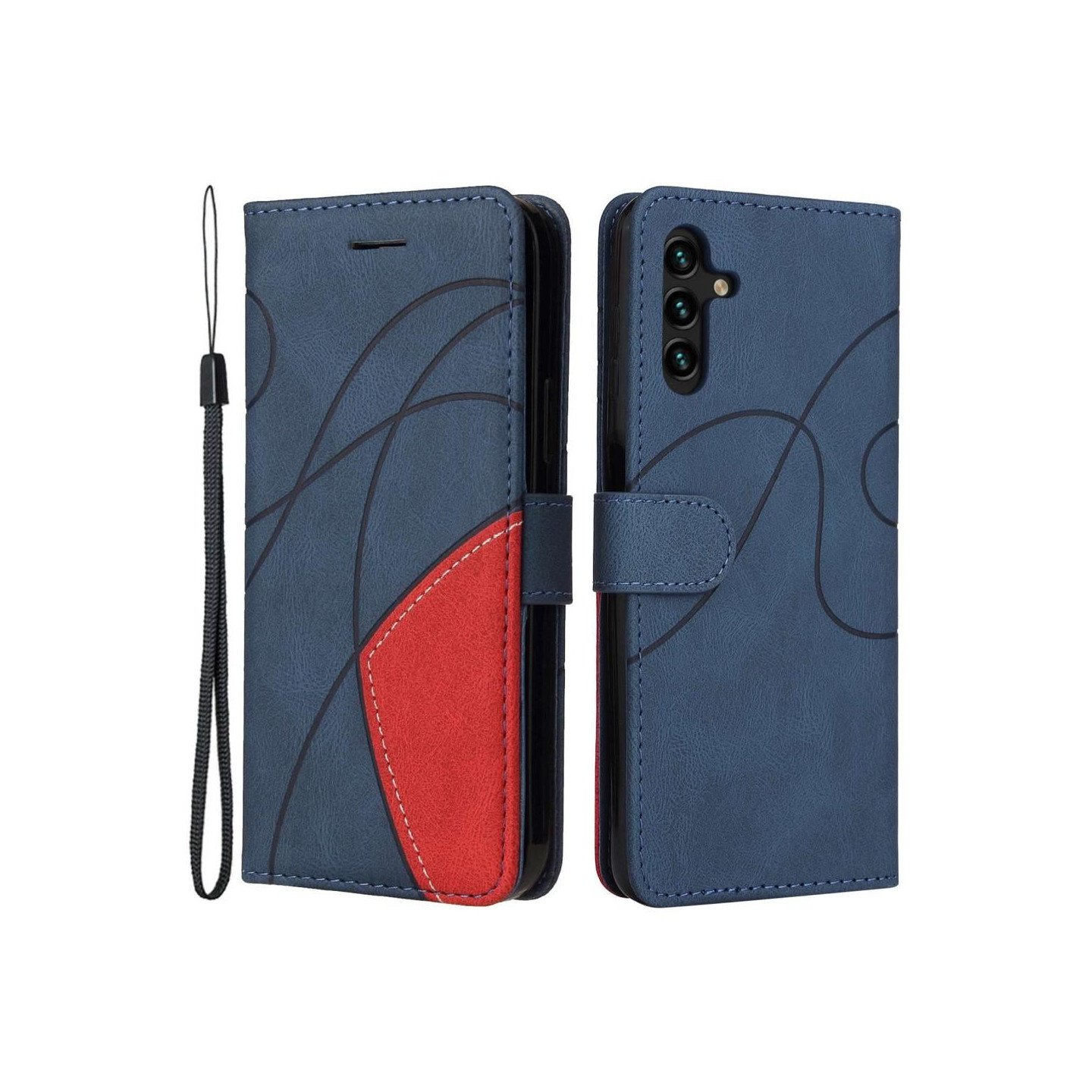 Til Samsung Galaxy A14 5G KT Series - 1 Pung Telefontaske - Blå/Rød