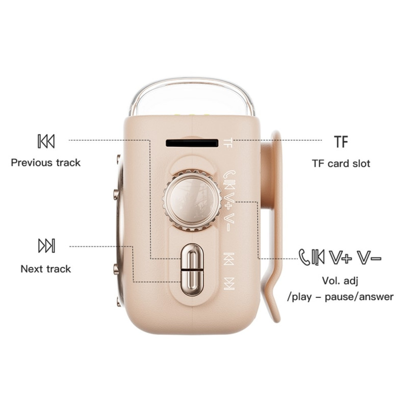 Magnetisk højttaler, natlys, ur, Bluetooth 5.3, lydenhed med bagklips