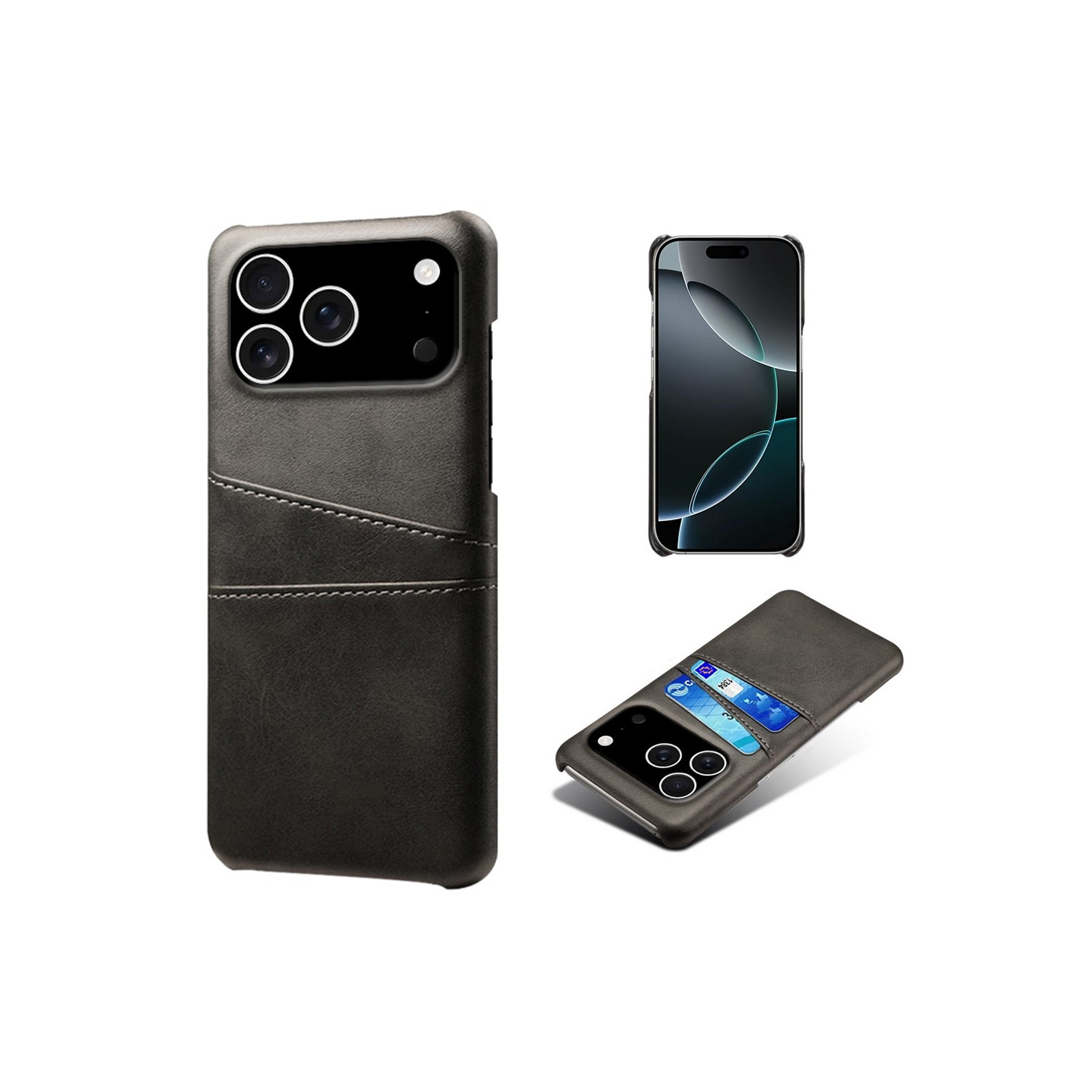 KSQ Case with Card Slot for iPhone 17 Pro Black